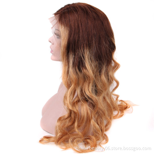 Ombre  Lace Front Wig Body Wave Human Hair Wigs Brazilian Remy Hair 13*4 Lace Frontal Wigs Pre-Plucked With Baby Hair For Women